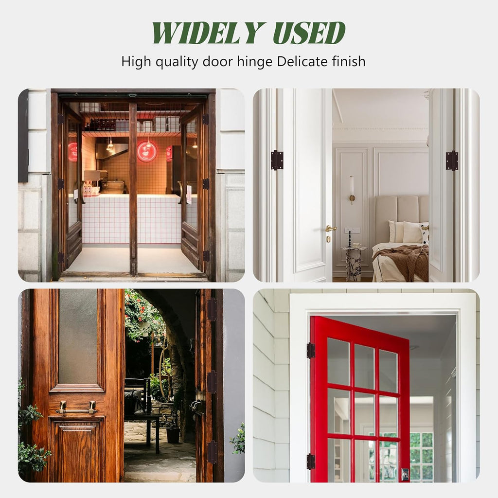 3 Pack Self Closing Door Hinges 3.5 inch Oil Rubbed Bronze Door Hinges Spring Loaded Auto Close Hinges Square Corners