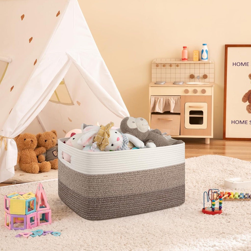 Blanket Basket Laundry Basket Dog Toy Basket 75L Dark Brown