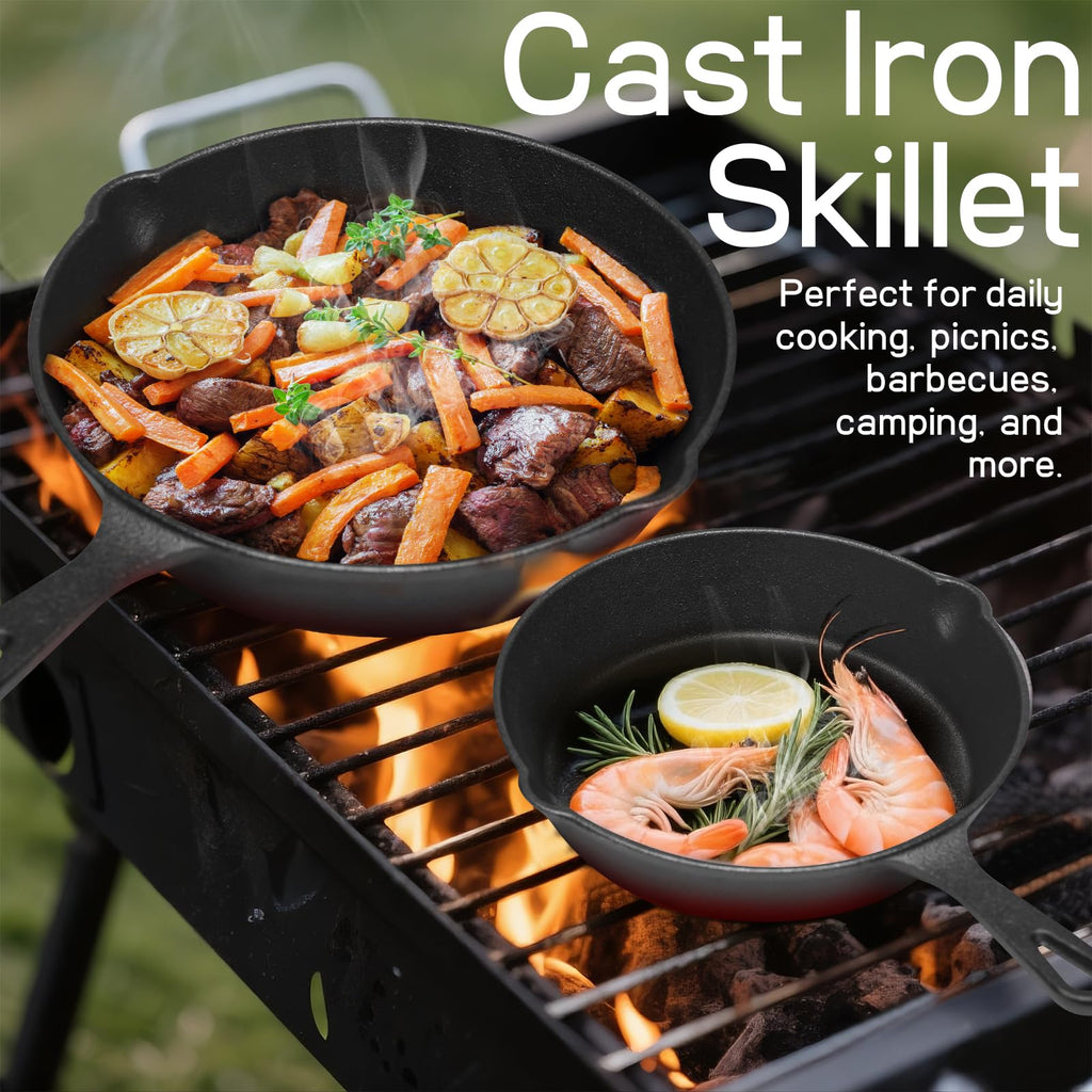 Cast Iron Skillet Set 6/8/10 Inch Raw Iron Frying Pans