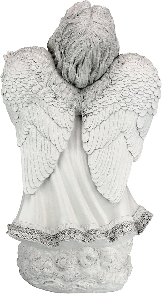 In Grace Girl Child Angel Memorial Indoor/Outdoor Garden Statue, 14 inches wide, 24 inches tall, Cast Stone Resin