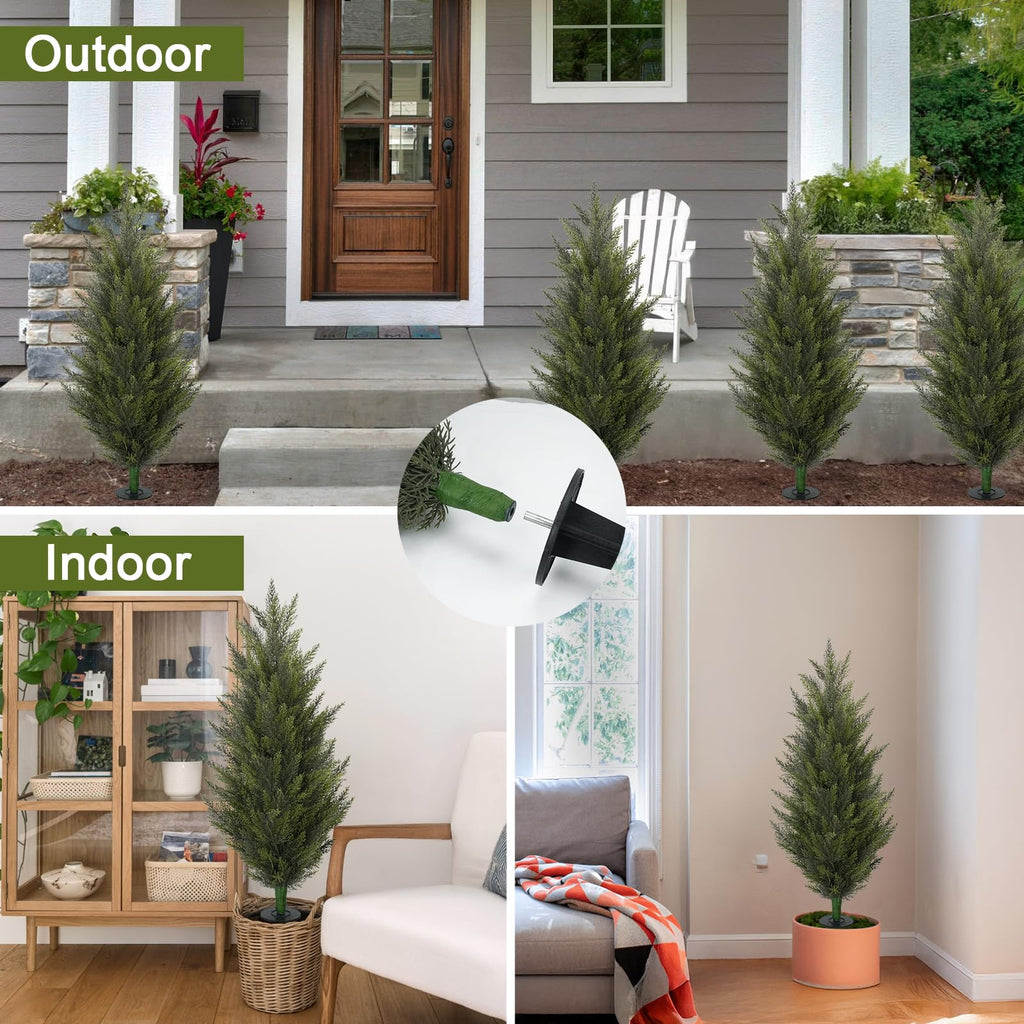 3.6FT Fake Topiary Trees Artificial Outdoor 2 Pcs UV Resistant Shrubs