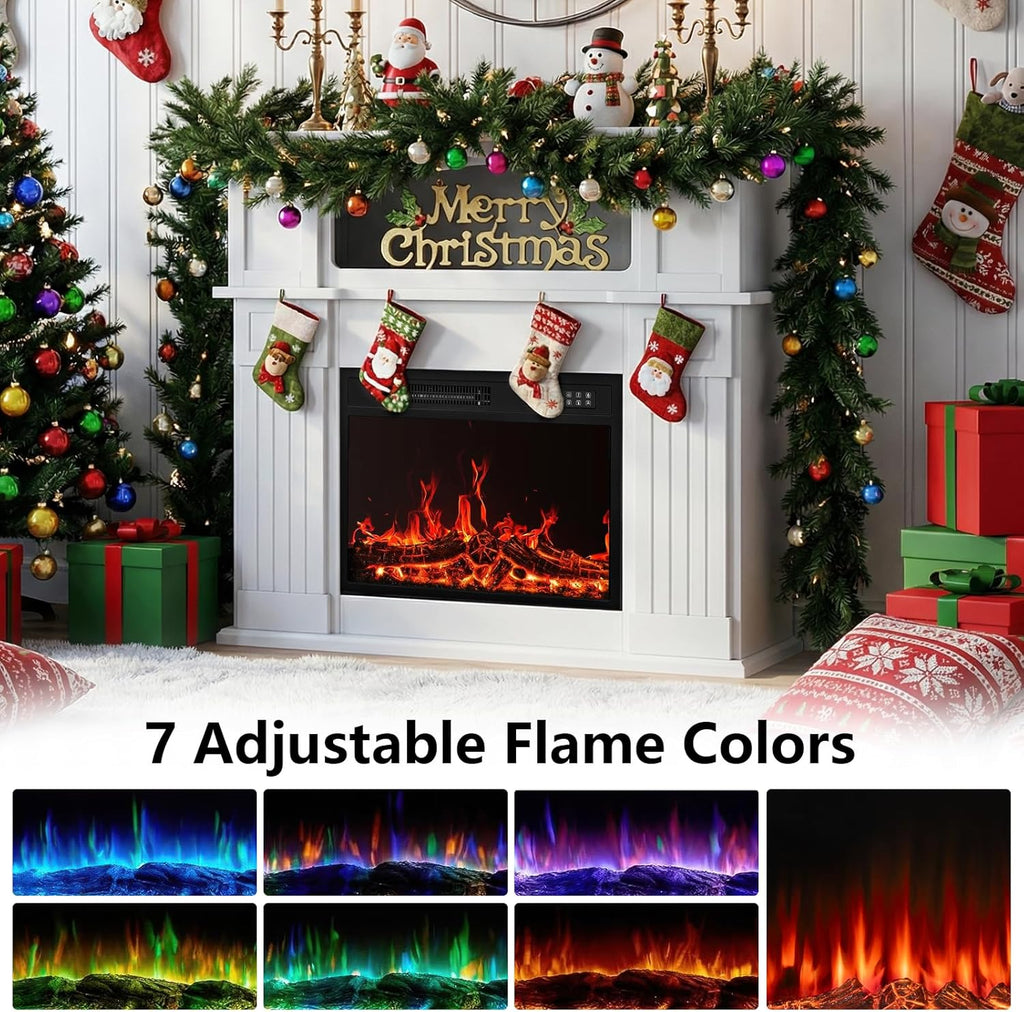 43" Electric Fireplace with Mantel, Freestanding Electric Fireplace Heater TV Stand with 23" Insert, Fire Place
