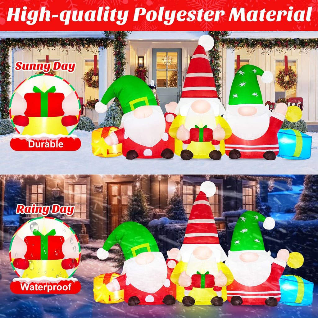 6FT Christmas Blow Up Gnome Inflatable Decoration with Glowing LEDs