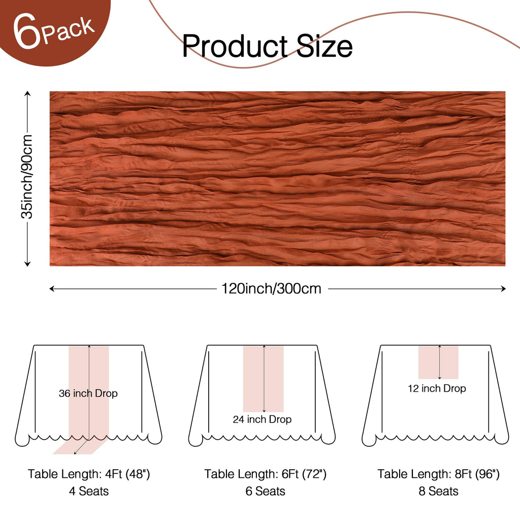12 Pack Terracotta Cheesecloth Table Runner Boho Gauze Fall Decor