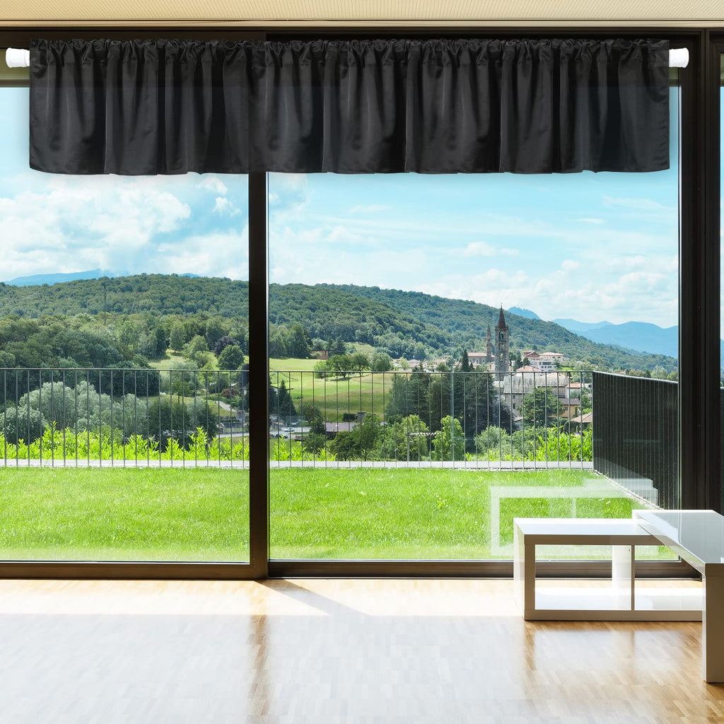 4pcs Black Valance Curtain Blackout Window Valance Basement Curtain