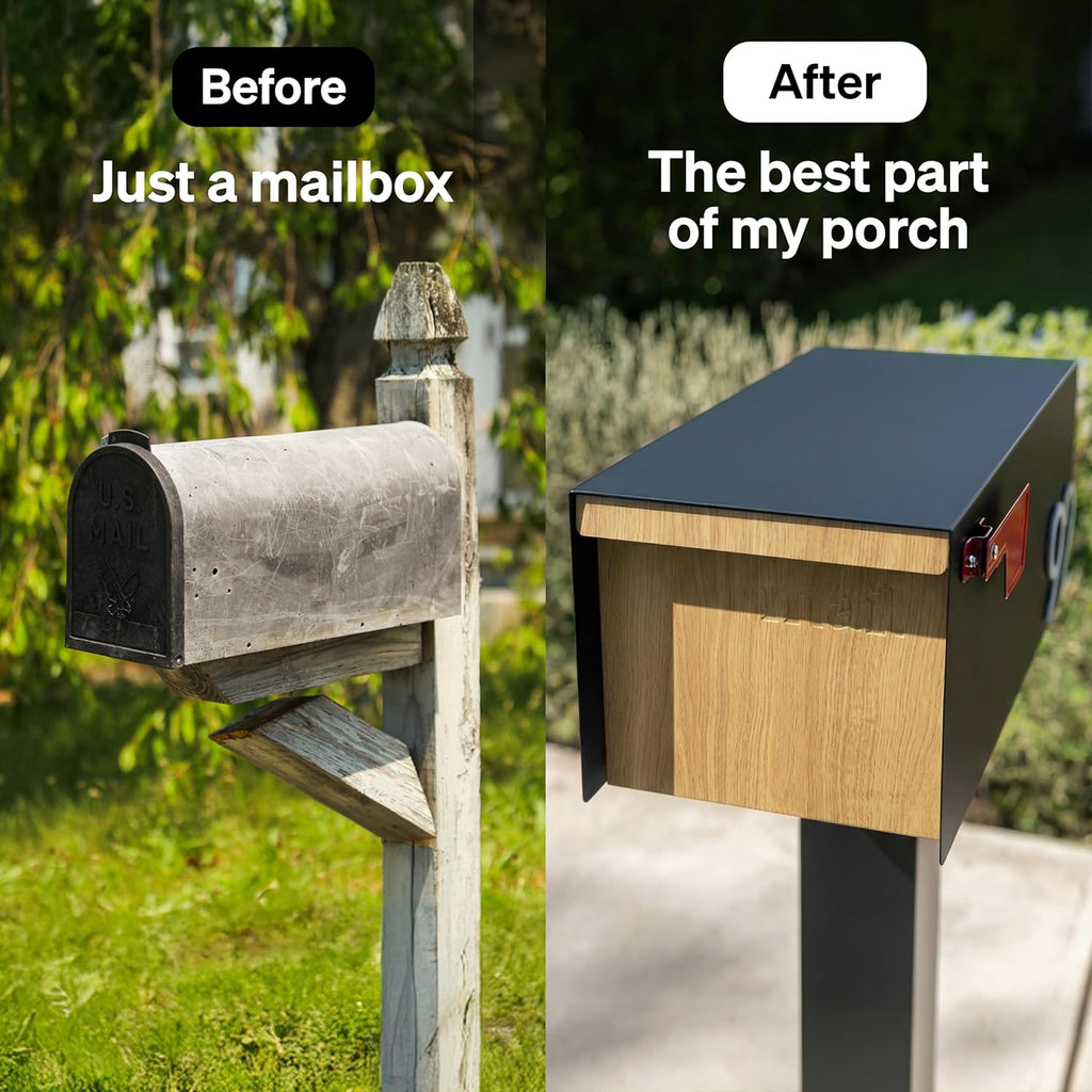 Post Mount Outdoor Mailboxes - Large Decorative Mailbox for Letters and Packages - Weatherproof Construction