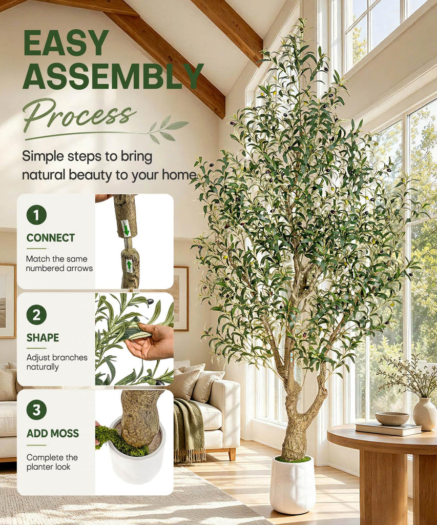 8ft Artificial Olive Tree: Large Lifelike Plant