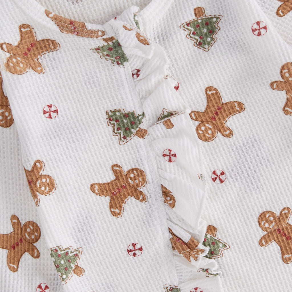 Newborn Baby Girl Boy Christmas Outfit Zip Up Ruffle Footie Romper Jumpsuit Waffle Knit Onesie Xmas Santa Clothes