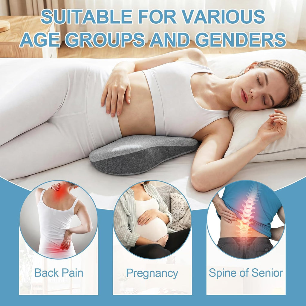 Lumbar Support Pillow for Sleeping, Elevated Lower Back Pillow for Bed, Ergonomic Memory Foam Body Cushion for Hip