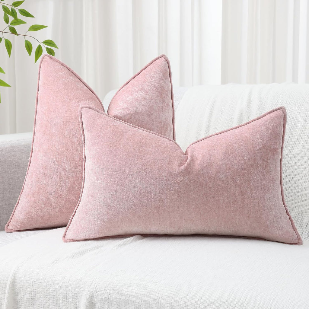 Summer Couch Euro Sham Throw Pillow Covers 22x22 Set of 2, Decorative Soft Velvet Modern Cozy Chenille Pillow Cases