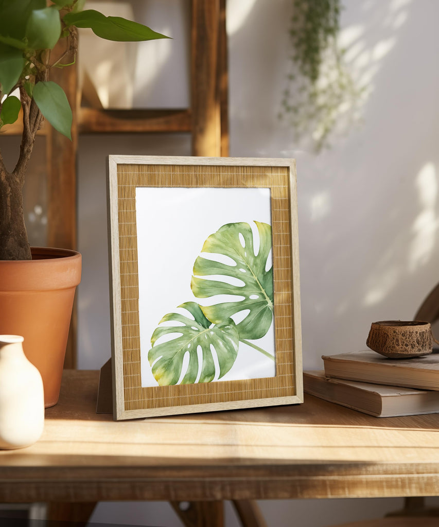Boho 8x10 Picture Frame Bamboo Rattan Photo Frame