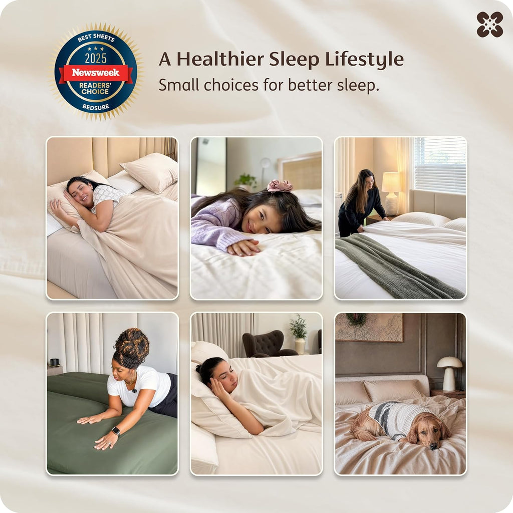 100% GOTS Certified Organic Cotton Sheets, King Sheets Set, 17" Deep Pocket Bedsheets with Corner Straps