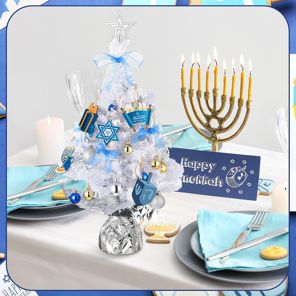 24 Inch Hanukkah Decor Tabletop Mini Hanukkah Tree with Lights