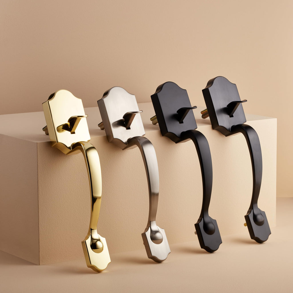 Front Door Lock Set, Handleset with Shelby Lever, Single Cylinder, Easy to Install, Satin Nickel