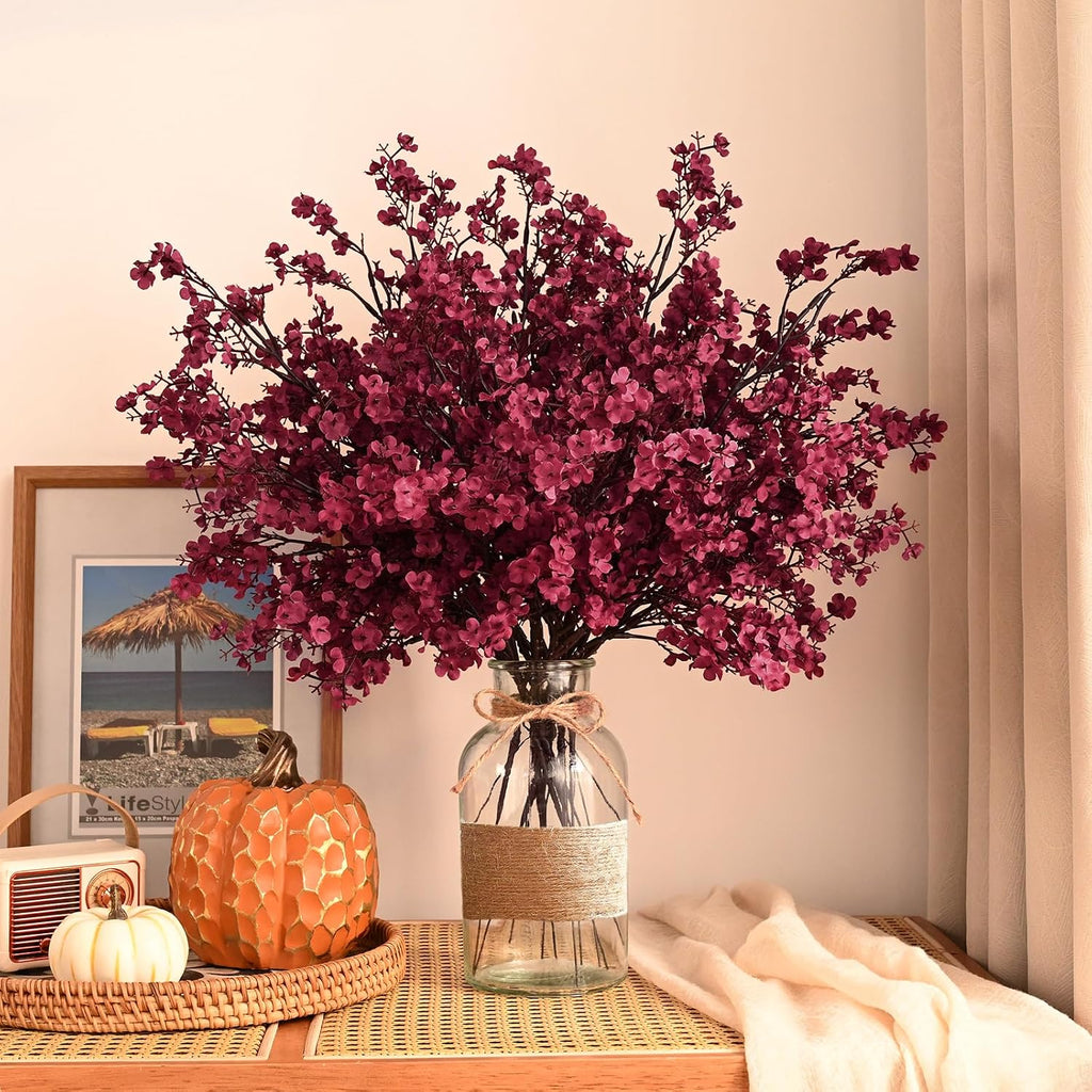 Fake Flowers Babys Breath Silk Artificial Flowers Gypsophila Bouquets Bulk Real Touch Fall Stems for Fall - Set of 6