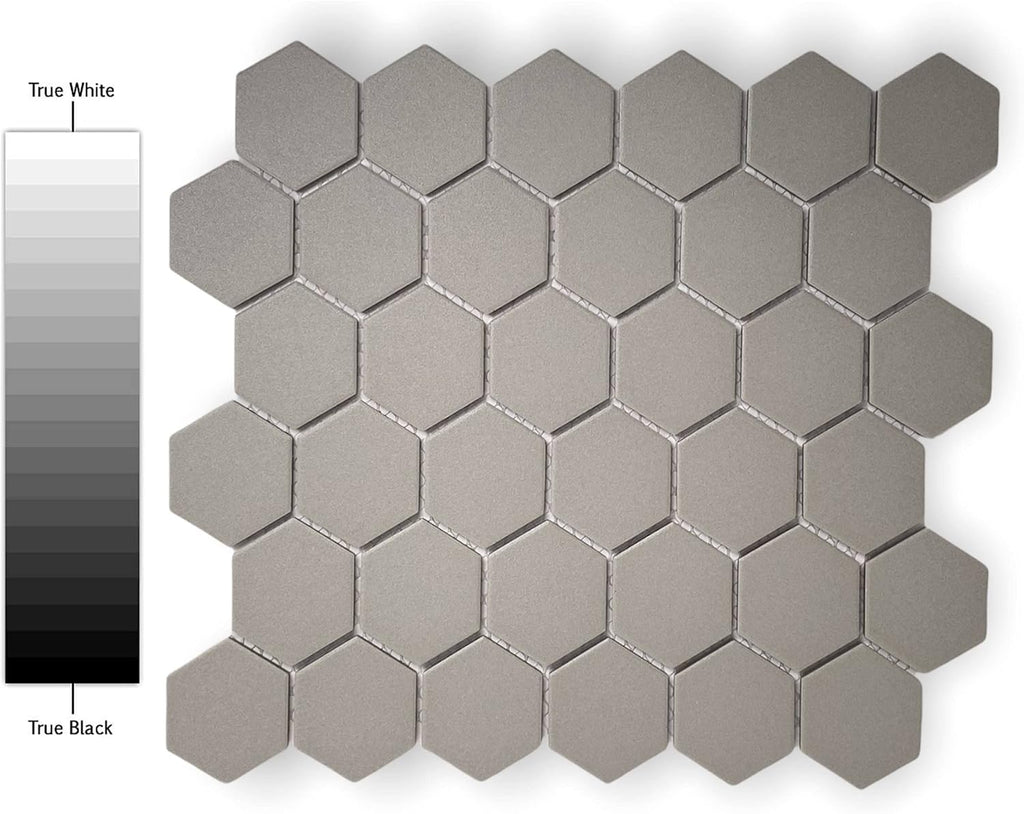 TDPW-UNGH2-409 Trout Gray Porcelain 2 Inch Hexagon Unglazed Finish Mosaic Tile Floors, Walls, Kitchen Backsplash and