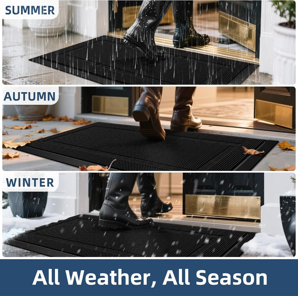 Front Door Mat Outside Entrance, 36" x 24" Heavy Duty Rubber Outdoor Mats Enlarged , Welcome Matt Outdoor, Dirt