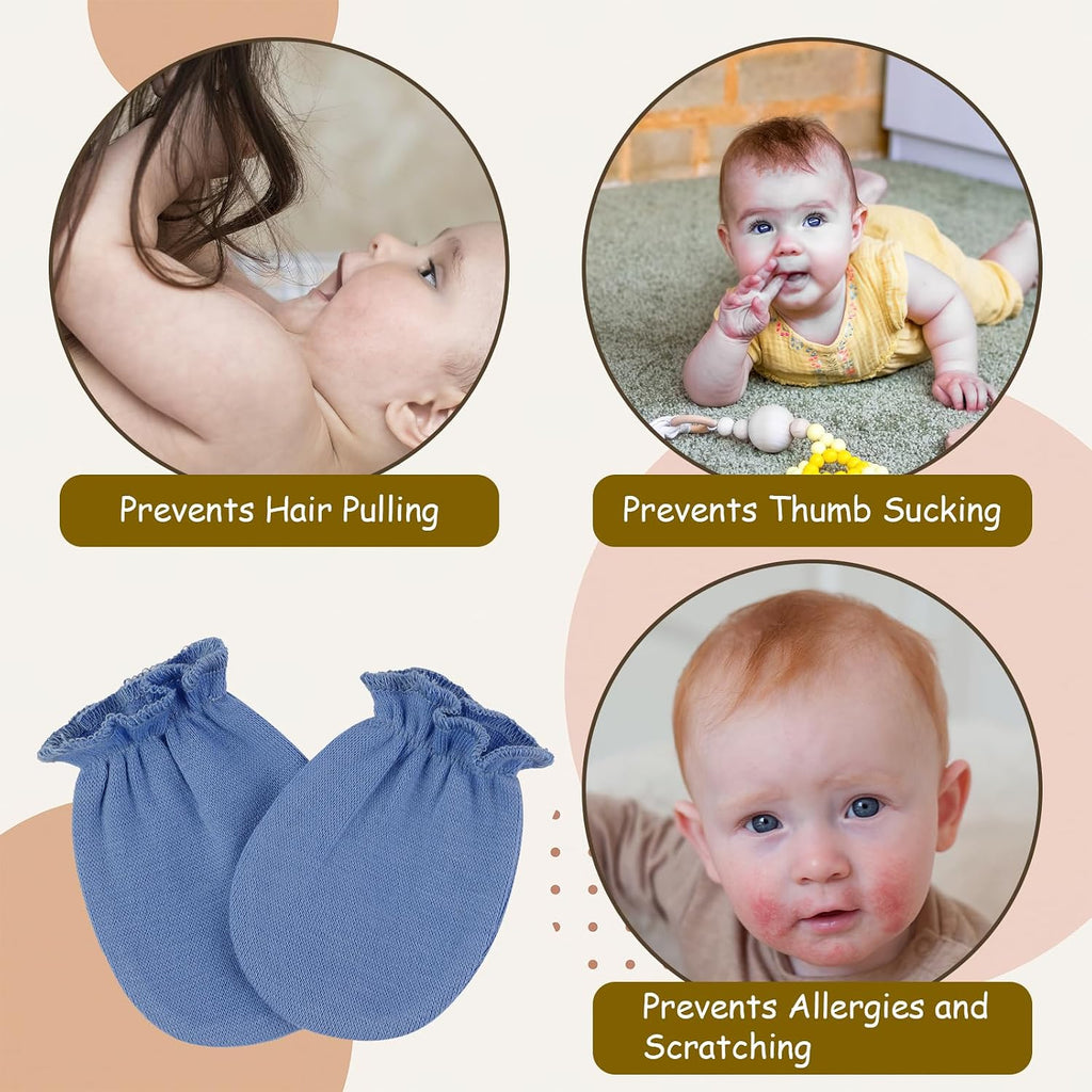 8 Pairs Baby Mittens No Scratch, Cotton Infant Gloves