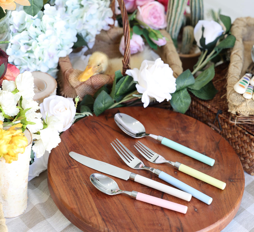 20 Piece Silverware Set, Service for 4, Stainless Steel Colorful Pastel Tableware Kitchen Flatware Set Utensils