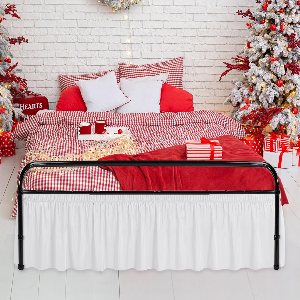 Wrap Around Bed Skirt Split Corner 21" Drop-Elastic Long Dust Ruffle