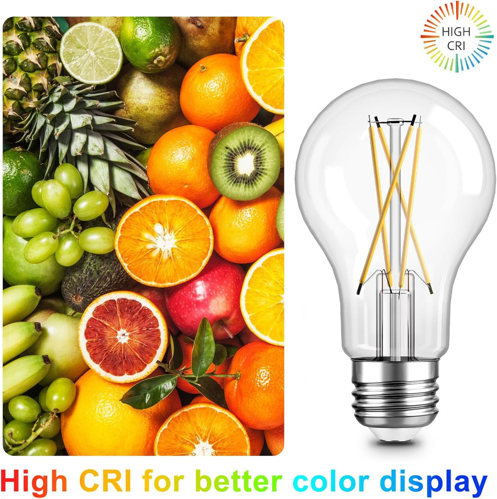 12 Pack A19 Vintage LED Edison Bulbs, Dimmable, 60W Equivalent, High Brightness 2700K Warm White, 8W E26 Standard