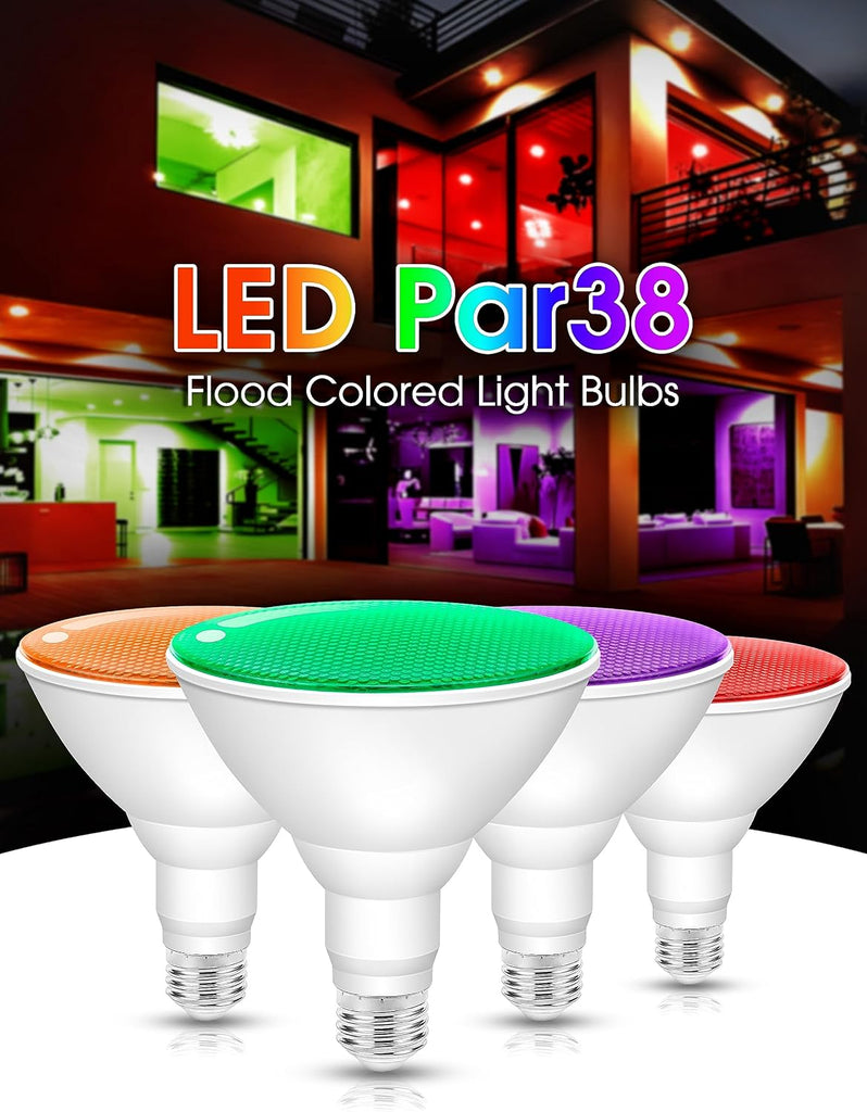 Green Flood Light Bulbs,PAR38 15W(100W Equivalent)