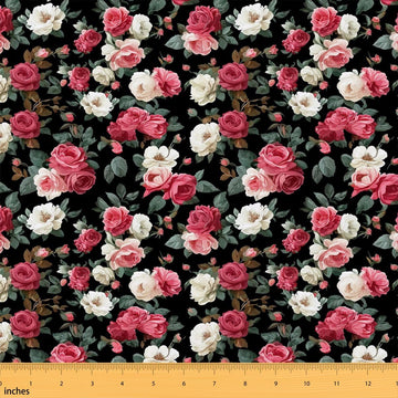 Boho Floral Fabric By The Yard Soft Vintage Gothic