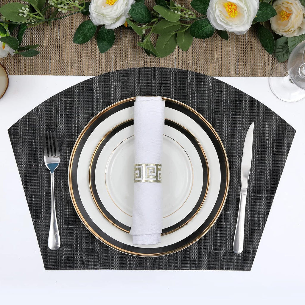 Large Size Wedge Placemats with Centerpiece Round Mat Round Table Place Mats Washable Dining Table Placemats - Set of 5