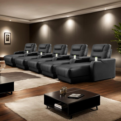 Home Theater Seating Power Recliner Sofa Chair Faux Leather Gaming Couch Living Room Chair with Adjustable Backrest