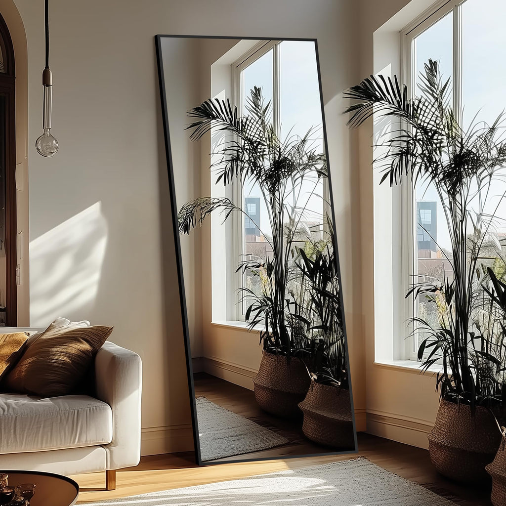 Full Length Mirror with Stand, 75x35 Black Floor Mirror