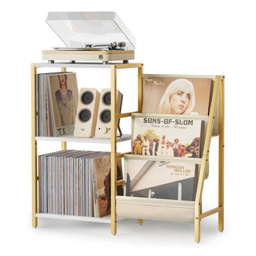 Record Player Stand, Vinyl Record Storage Table with Display Holder Shelf