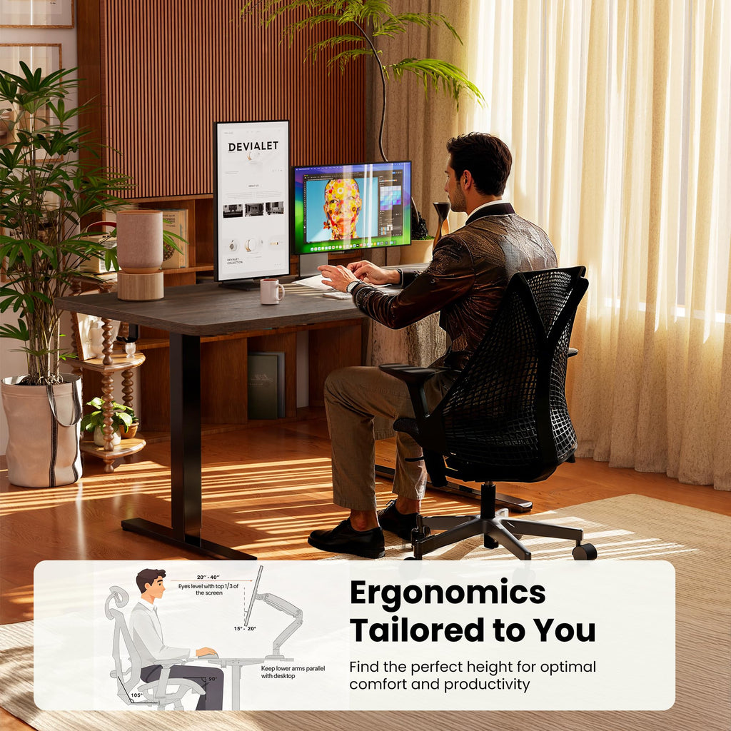 Height Adjustable Electric Standing Desk, 71 x 30 Inches Sit Stand up Desk, Memory Computer Home Office Desk, Dark