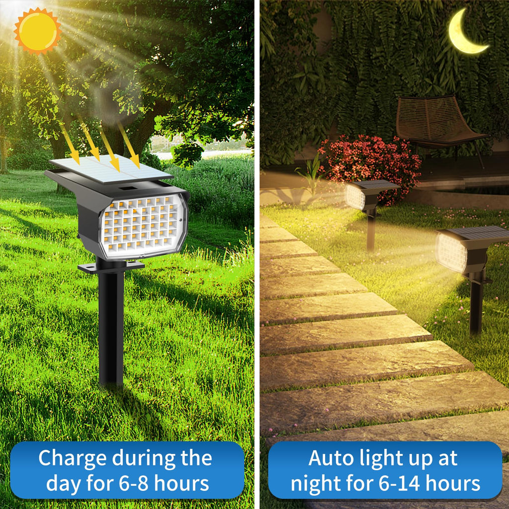 Solar Spot Lights Outdoor 10 Pack, [46 LED/3 Modes] Solar Landscape Spotlights Waterproof, 2-in-1 Auto On/Off Solar