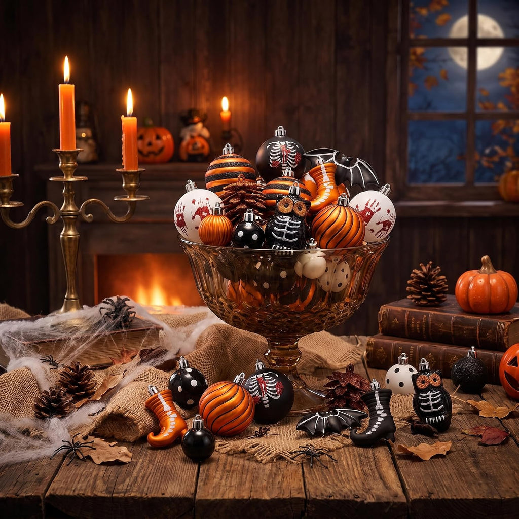 Halloween Ornaments Shatterproof Tree Decoration Indoor - Set of 40