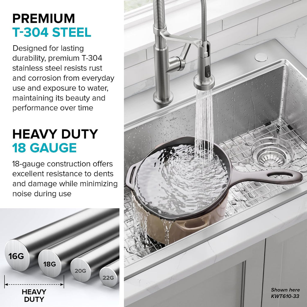 Fairlane 15 in Drop In/Top Mount Workstation Single Bowl 18-Gauge Stainless Steel Bar Kitchen Sink with Accessories