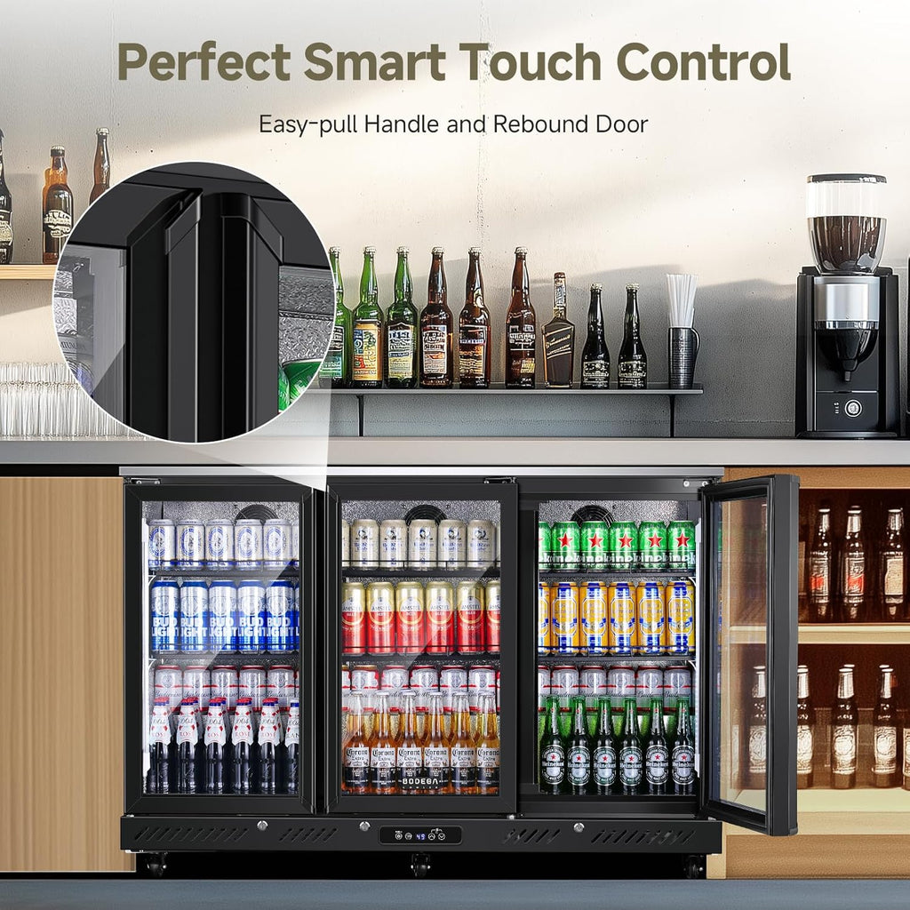 COOLER Commercial Bar Cooler With 3 Glass Doors,12 Cu.Ft Counter Height Back Bev