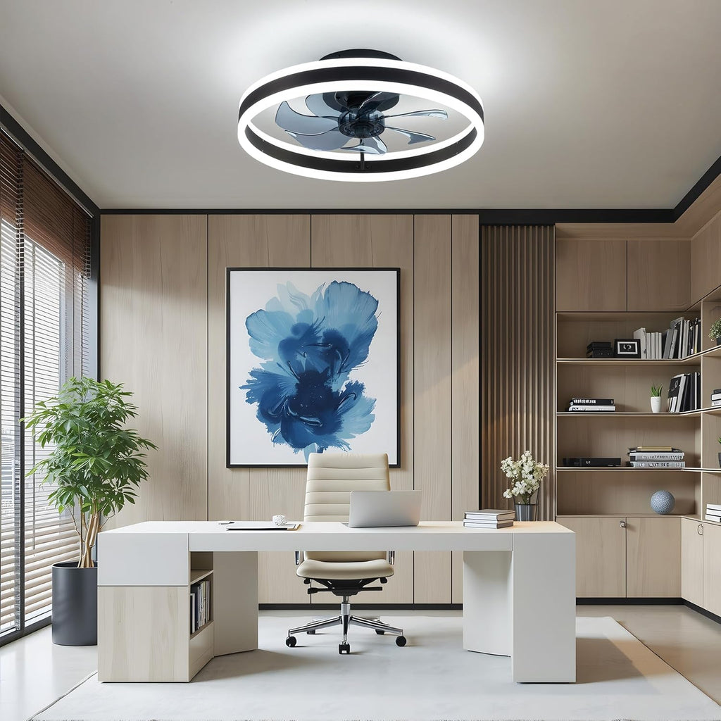 15.8" Low Profile LED Ceiling Fans with Light, Reversible Flush Mount with Remote and 6 Winds Speeds Fan Lighting