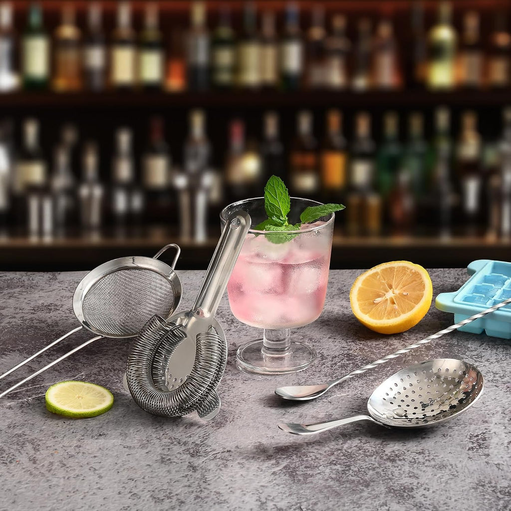 Cocktail Strainer Set - Bar tools Stainless Steel Includes Hawthorne Strainer, Julep & Fine Mesh Cocktail Strainers - Set of 4