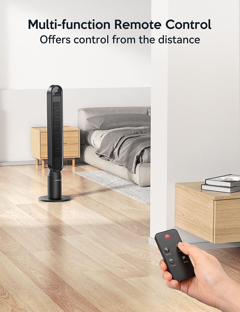 Tower Fan , 42" Quiet Floor Fan with 135° Vertical 90°Oscillation, 4 Modes, 4 Speeds, 15H Timers Standing bladeless