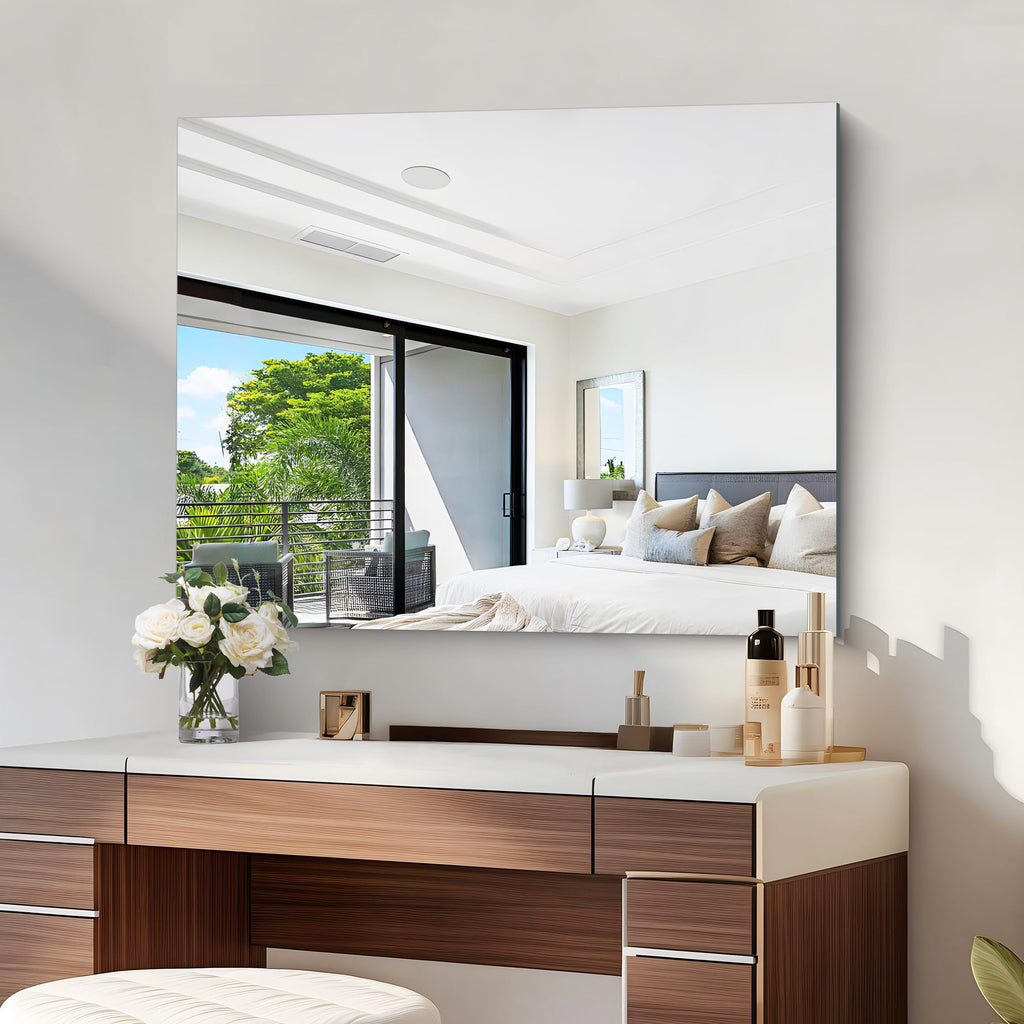 Frameless Mirror, 30"x40" Bathroom Mirror for Over Sink, Unframed Vanity Mirror, Large Rectangle Mirror for Wall