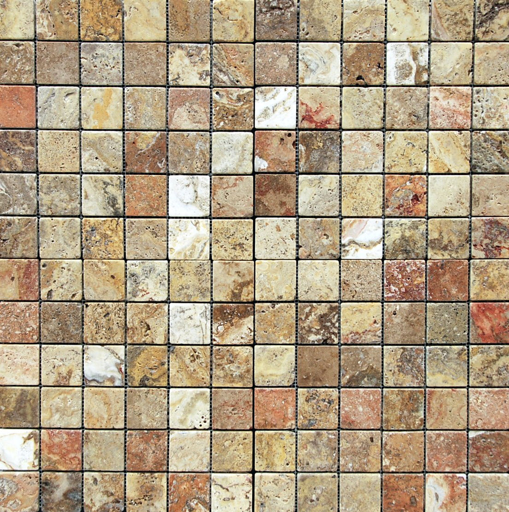 Scabos 2 X 2 Tumbled Travertine Mosaic Tile - Box of 5 sq. ft.
