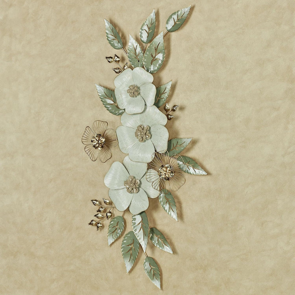 Ivory Floral Sophistication Metal Wall Sculpture | Botanical Hanging Decor, Hallway, Foyer