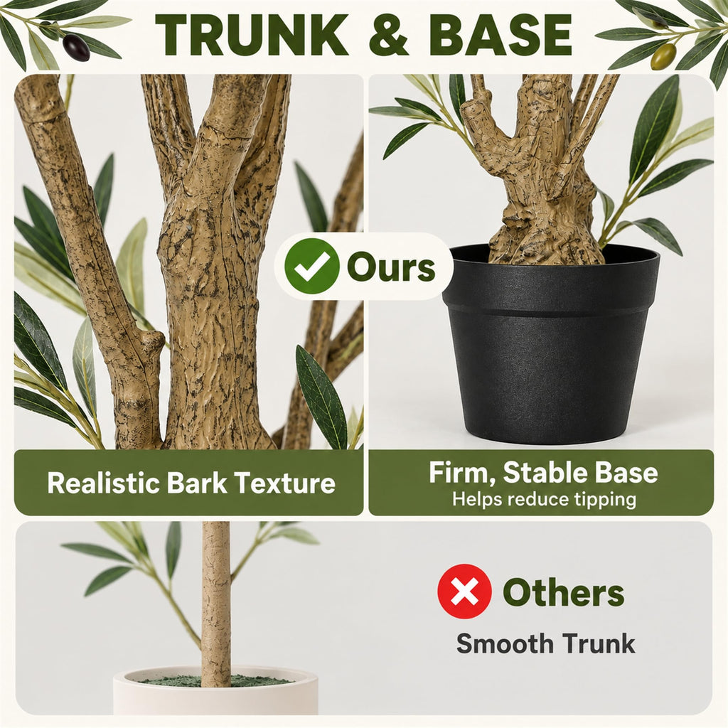 8FT Artificial Olive Tree, Faux Olive Tree with Realistic Leaves and Olive Fruits, Tall Fake Olive Tree for Indoor