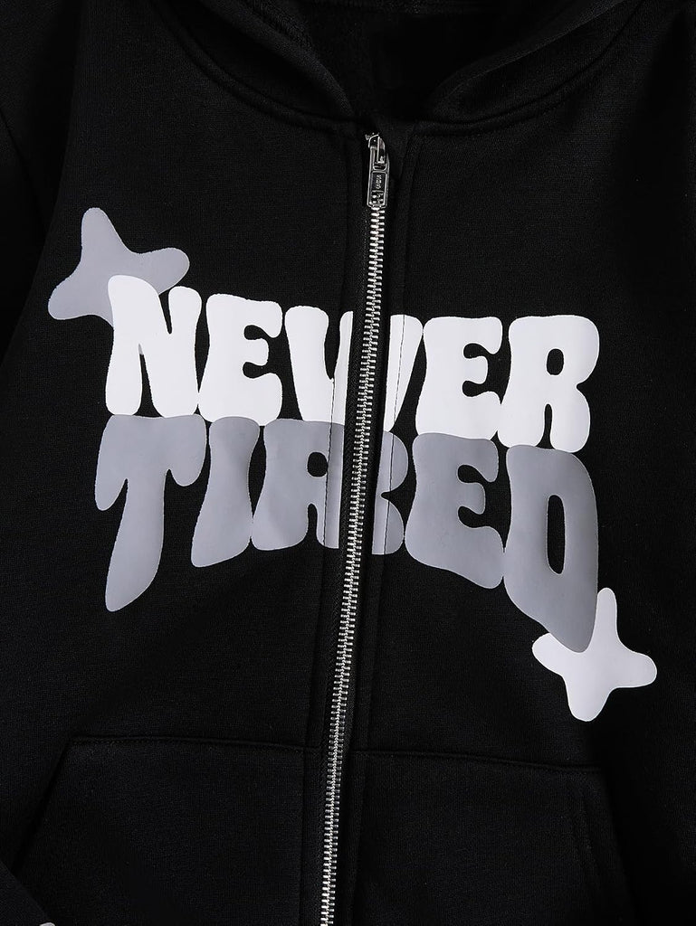 Boy's Zip Up Hoodies Y2k Letter Graphic Sweatshirt