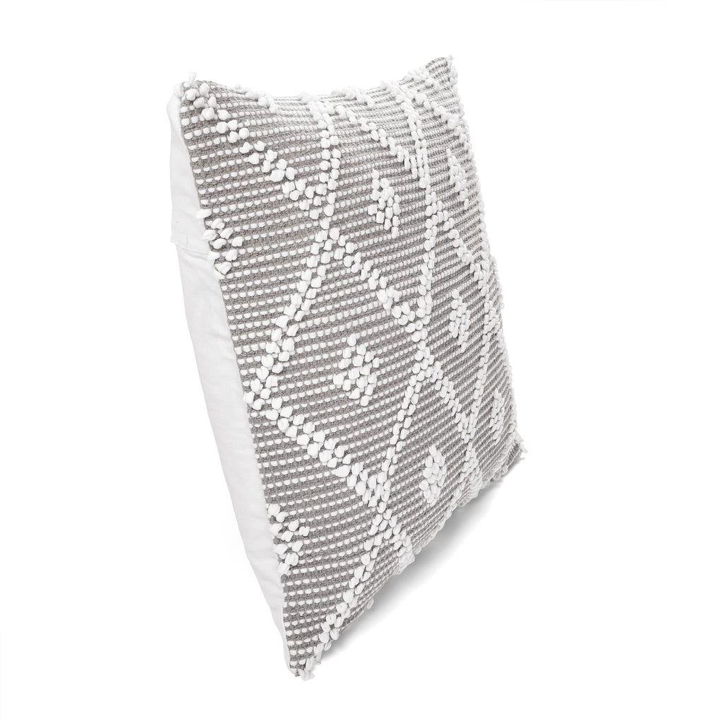 Adelyn Decorative Throw Pillow Cover, 20" W x 20" L, Light Gray - Square Pillow - Gray Diamond Pillow - Textured