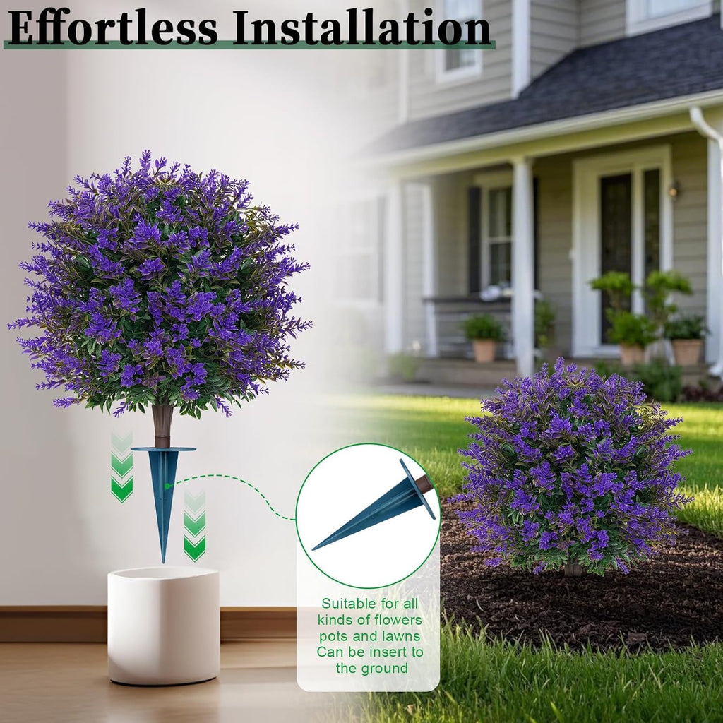 4Pcs Artificial Lavender Topiary Ball Trees, Boxwood Shrubs