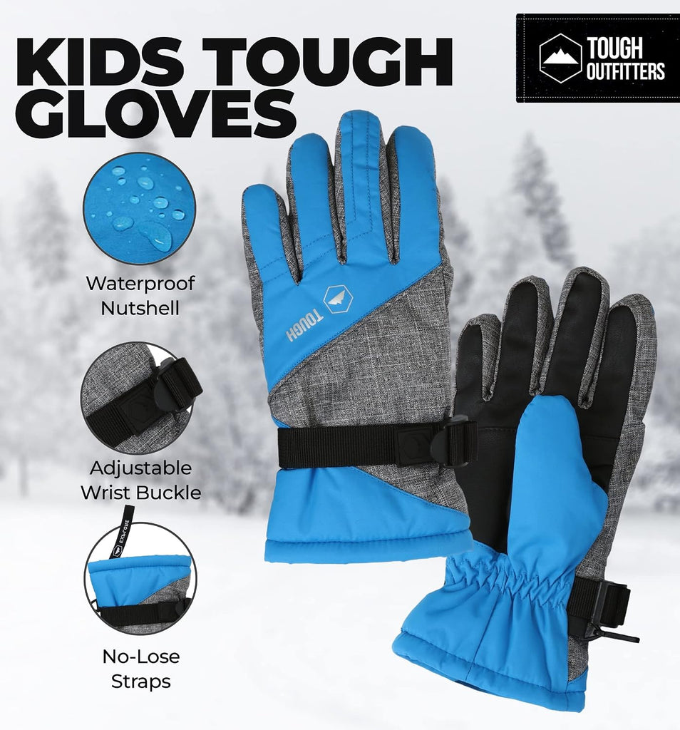 Kids Insulated Waterproof Snow Gloves - Youth Winter Ski Gloves for Girls & Boys