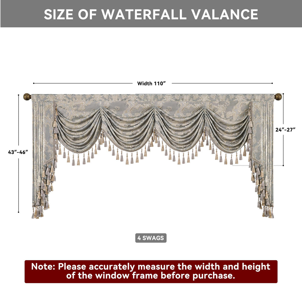 Classic Victorian Waterfall Valance W110 Inch