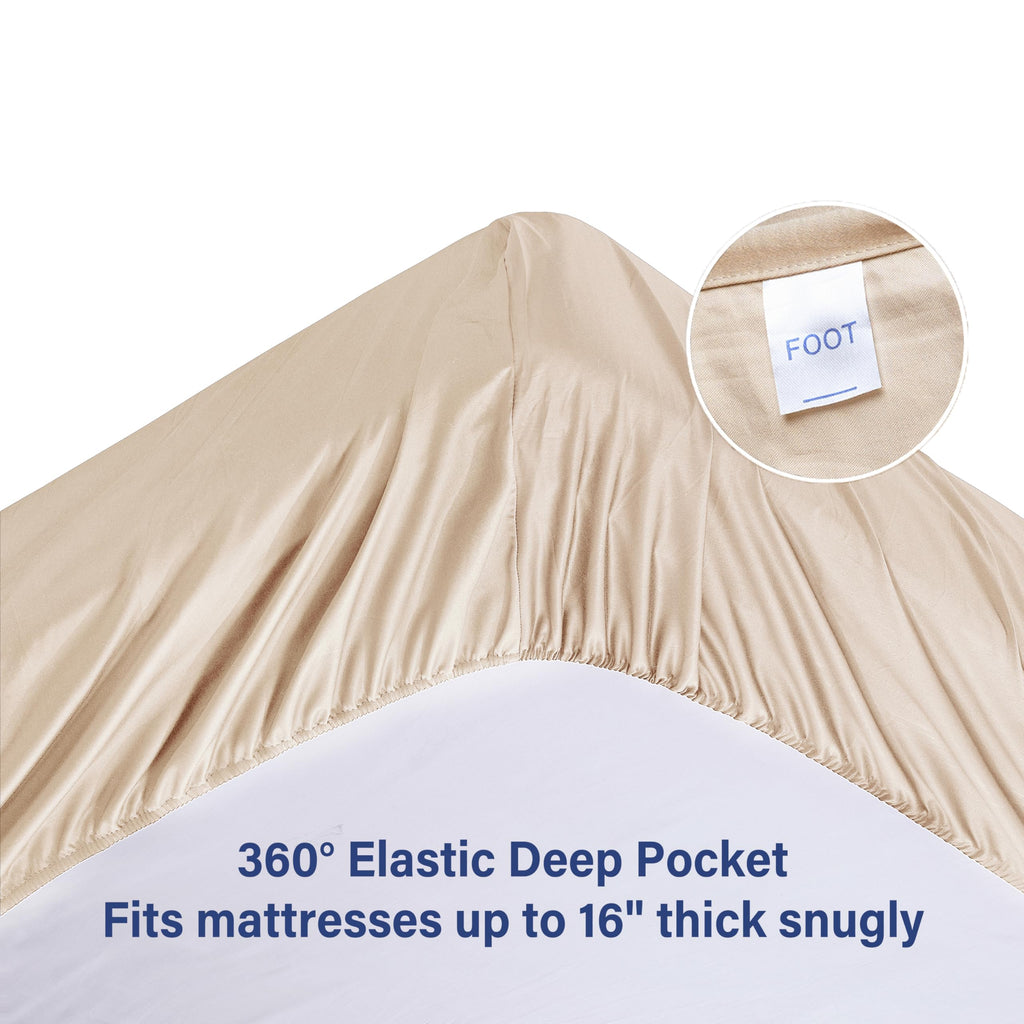 100% Egyptian Cotton Fitted Sheet Queen Size, 600 Thread Count Sateen