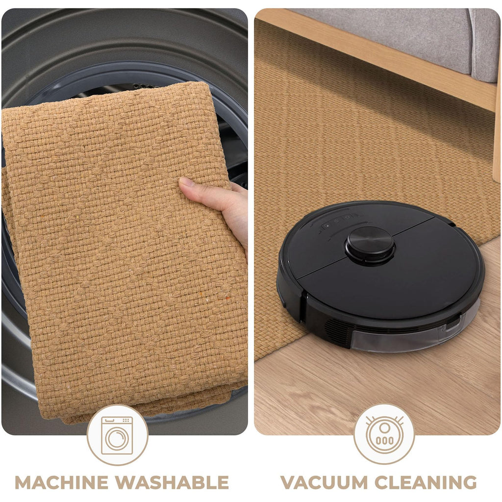 Washable Runner Rug, 2x6 Ft, Warm Tan